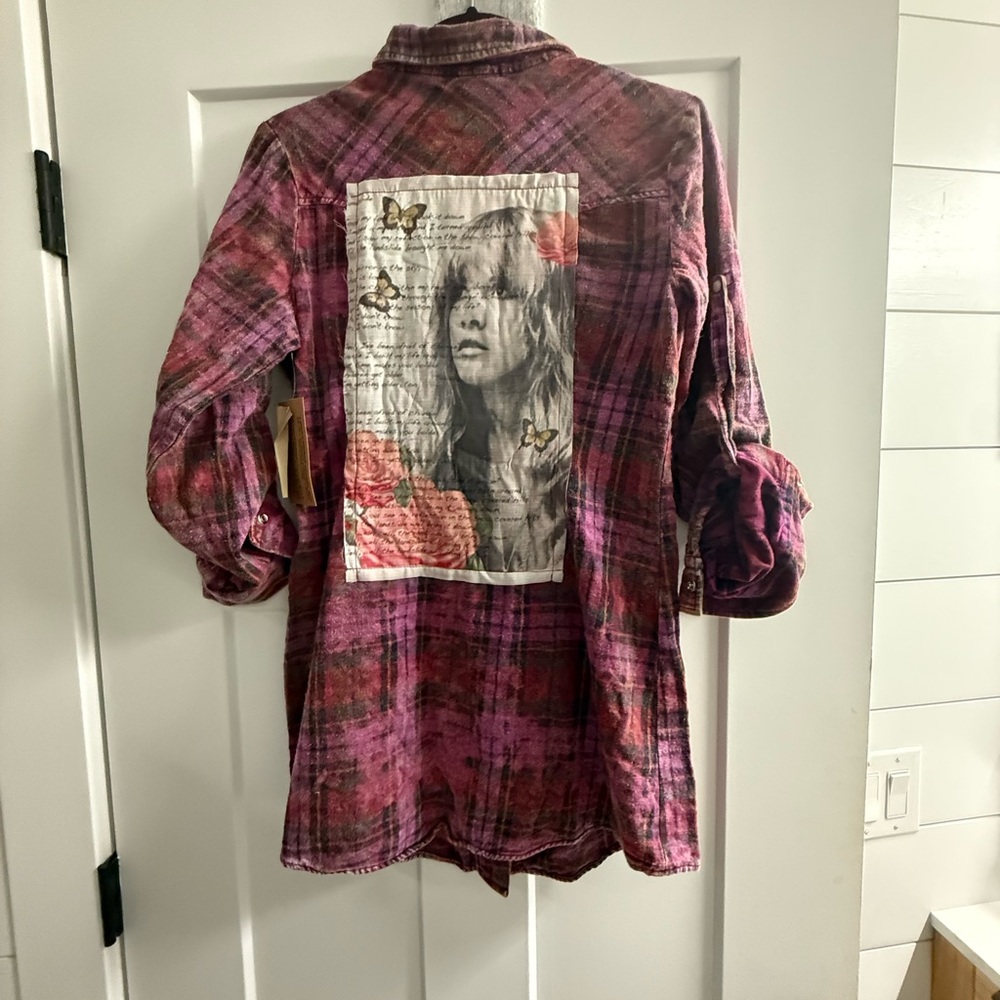 NWT Nu Vintage Pink Plaid Button down